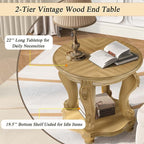 Round End Table for Living Room, Solid Wood Sofa Side Table - Image 6