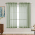 Sage Green Sheer Curtains 63 Inches Long 2 Panels Set, Light Filtering Sheer by OVZME