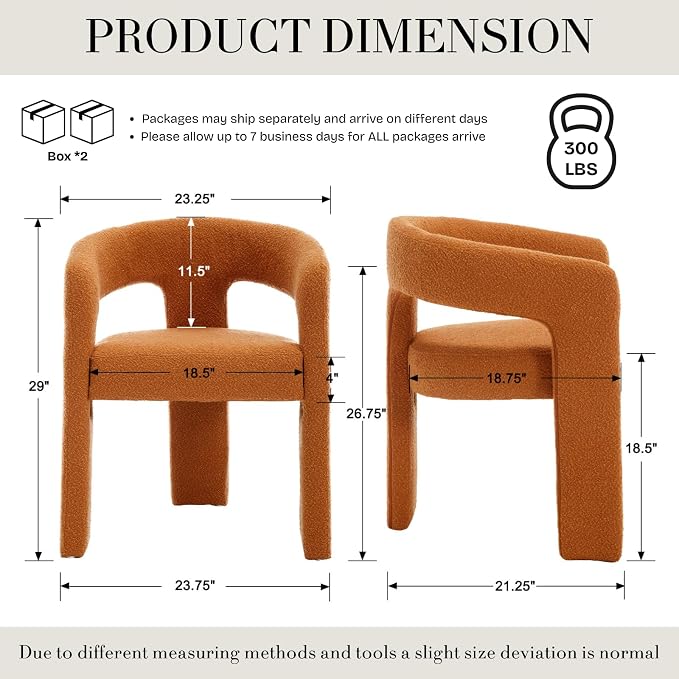 Modern Sherpa Dining Chairs Set of 2, Upholstered Barrel Chairs - Image 2