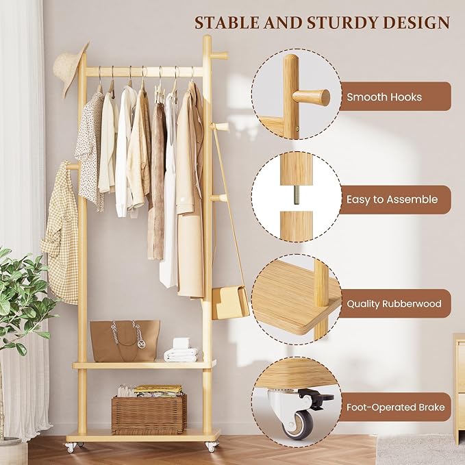 Taitiy Coat Rack Freestanding Clothing Rack - Image 5