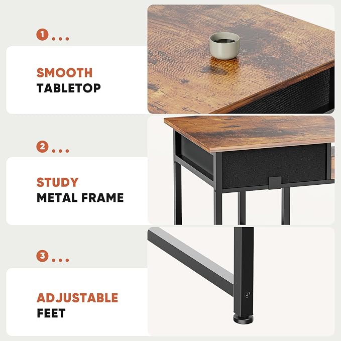 DUMOS 48" Small Computer Home Office Desk - Image 7