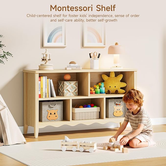 ONBRILL Montessori Shelf, 5 Cube Toy Storage Organizer - Image 3