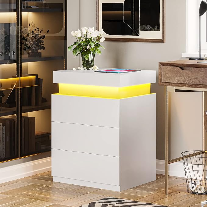 ADORNEVE Nightstand with Charging Station and LED Lights, Night Stand with - Image 8