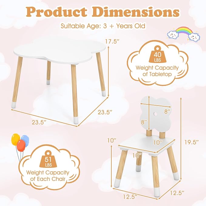 Costzon Kids Table and Chairs, Wooden Toddler Desk Set - Image 8