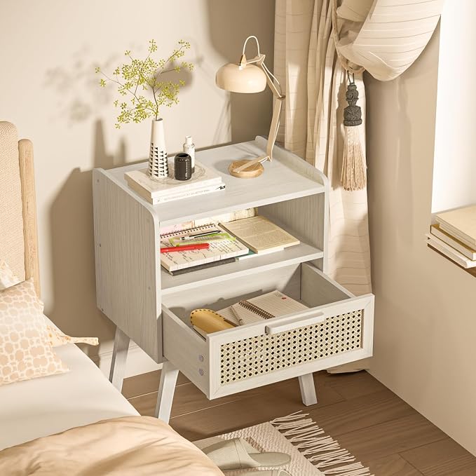 Lerliuo Rattan Nightstands Set of 2, Side Table - Image 7