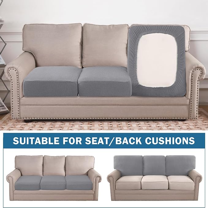 Water Repellent Couch Cushion Cover 3 Pieces Sofa Seat Cushion Covers, Stretch - Image 3