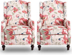 Upholstered Wingback Recliner Chair, Traditional Push Back Recliner by Consofa