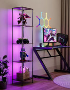 Display Shelf with RGBW Light, Color Changing Curio Cabinet Floor Lamp with - Image 7