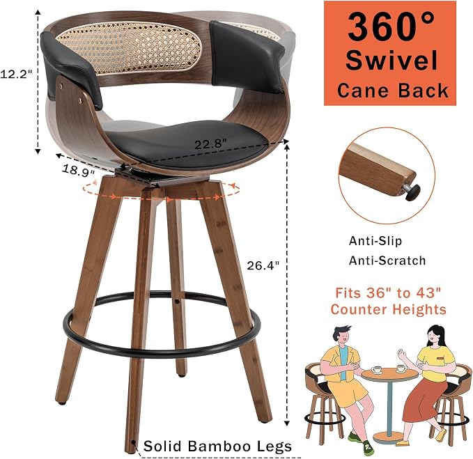 Set of 1 Rattan bar stool1 - Image 2