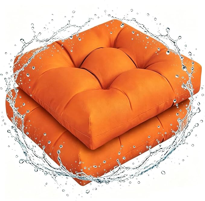 Set of 2 Outdoor Square Seat Cushions Waterproof Patio Seat Pad Soft Rocking by DetailsMakeLifeMoreSoft