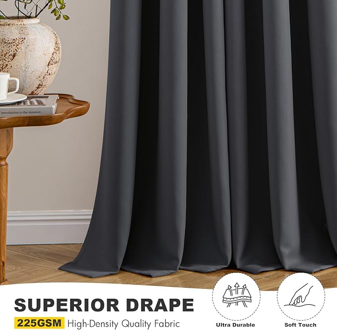 MIULEE Blackout Curtains for Bedroom 2 Panels 34 x 72 Inch Long Dark Grey | - Image 5