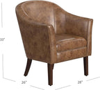 HomePop Modern Barrel Accent Chair, Distressed Brown Faux Leather - Image 3