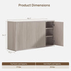 SICOTAS Buffet Cabinet with Storage Accent Sideboard with 8 Doors 132.6" Fluted - Image 3