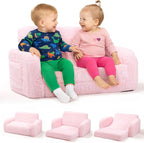 3-in-1 Extra Wide Convertible Kids Couch, Flip Open Toddler Couch to Lounger by LittleDove
