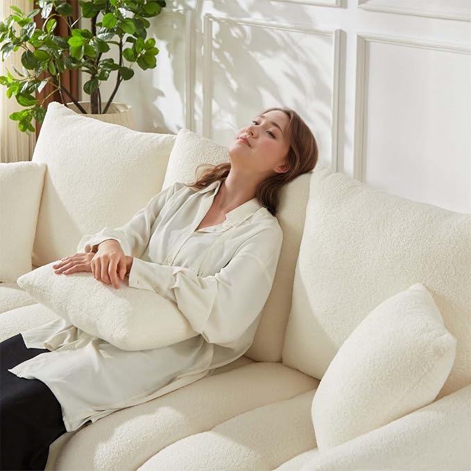 Antetek 78" Modern Sofa Couch, Comfy Deep Seat Teddy Cloud Sofa, Upholstered - Image 6