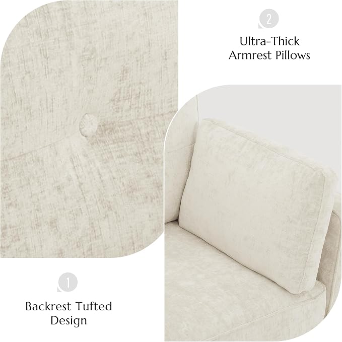 Luxury Oversized Accent Chair Set of 2, 40.9" Upholstered Piping Single - Image 9