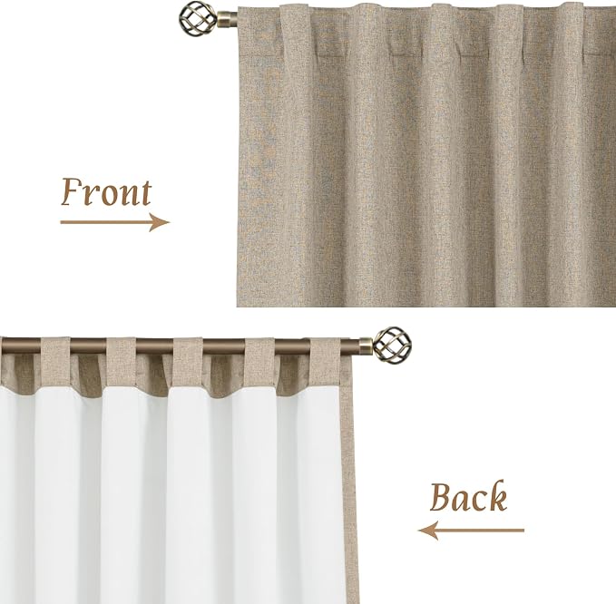 Natural 100% Blackout Linen Curtains 54 Inches 2 Panels, 42 x 54 Inch | Privacy - Image 8
