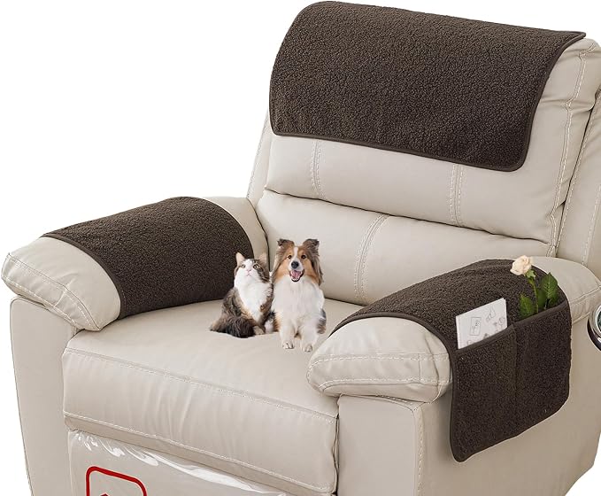 Armrest Covers - Arm Chair Covers Set of 3 Recliner Chair Covers, by Obliqwin