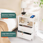 Yoobure Nightstand with Charging Station, Small Night Stand with Fabric Drawers - Image 5