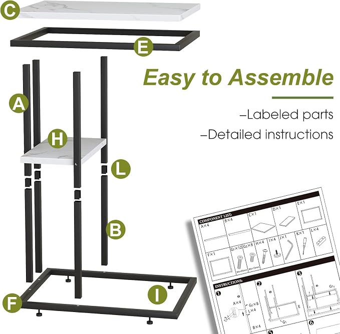 Easy Paws C Shaped End Table, Small Side Table - Image 7