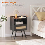 SUPERJARE Nightstand with Charging Station & Rattan-Like Decor Drawer, Rattan - Image 4