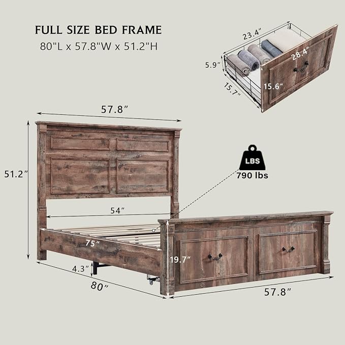 Aitjunz Farmhouse Full Size Bed Frame - Image 2