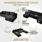 Upgrade Boneless Couch with Storage, Extra Deep&High Seat Modular Sectional - Image 6