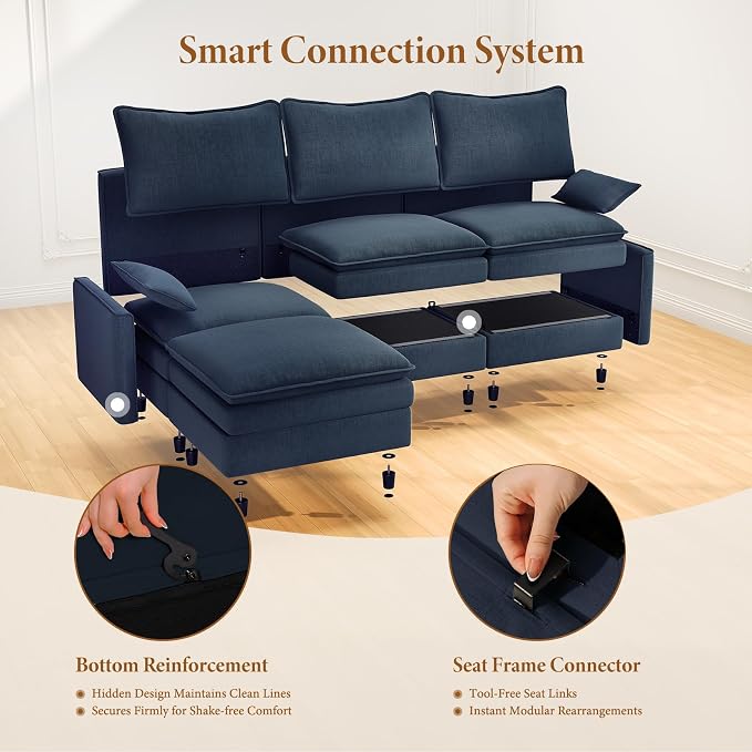 Vesgantti 108" U Shaped Sectional Couch, Deep Seat Cloud Modular Sectional Sofa - Image 5