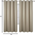 Beige Thermal Blackout Curtains/52 x 72 Inch/Set of 2 Panels Room Darkening - Image 10
