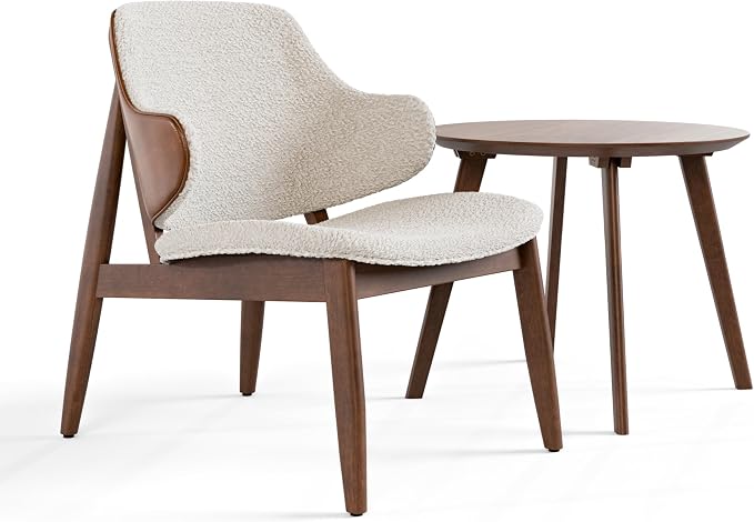 Furniture of America Callum Mid-Century Modern Solid Wood 2 Piece Brown Round by FurnitureofAmerica