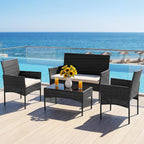 DUMOS 4 Piece Patio Furniture Set, All-Weather Outdoor Wicker Conversation Set - Image 3