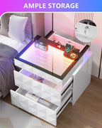 HWB Nightstand with RGB Lights, 3 Drawers Night Stand with Hidden Storage - Image 6