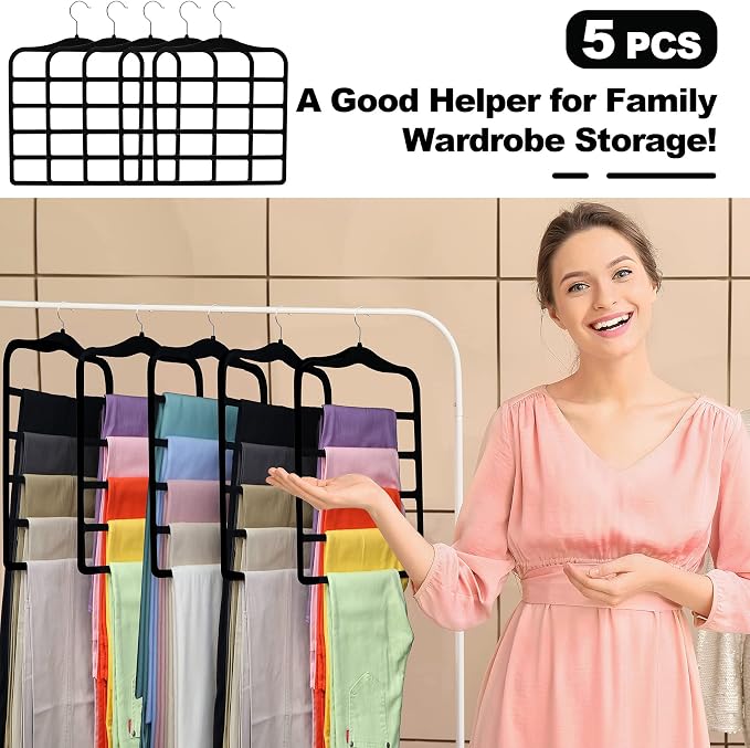 Closet Organizers and Storage, 5 Pack Velvet Pants-Hangers-Space-Saving - Image 7