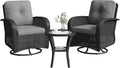 Aoxun 3 Pieces Patio Furniture Set, Patio Swivel Rocker Chairs Set of 2 by Aoxun