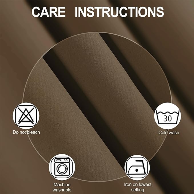 Blackout Curtains 66 x 95 inch/Brown Curtains Set of 2 Panels/Thermal Insulated - Image 4