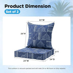Outdoor Deep Seat & Back Cushion Set, 24 x 24 Inch Water Repellent and Fade - Image 2