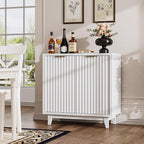 Fluted Coffee Bar Cabinet with Storage, Modern Sideboard Buffet Cabinet with - Image 8