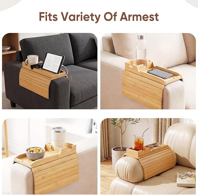 Bamboo Couch Arm Tray Table - Image 7
