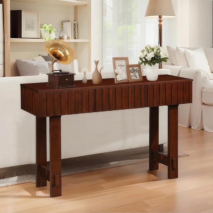 52" Solid Wood Console Table for Entryway, Modern Sofa Table Behind Couch - Image 3