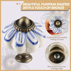 Ivory Pumpkin Knobs 6 Pack Ceramic Cabinet Knobs Vintage Drawer Pulls - Image 3