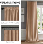 MIULEE Blush Beige Velvet Curtains 52x90 inches Luxury Blackout Curtains | - Image 2