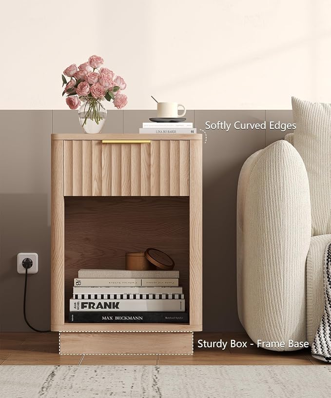 Akxomel Fluted Nightstand, Wooden Night Stand - Image 4