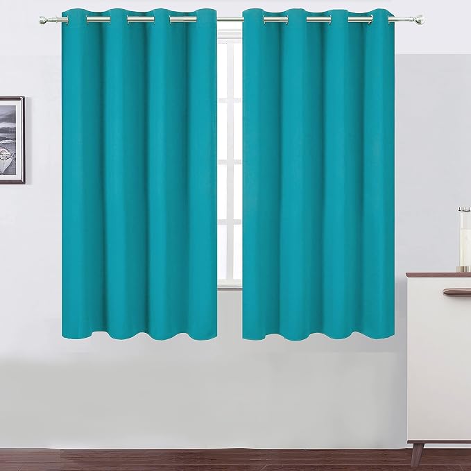 Teal/Turquoise Kids Blackout Bedroom Curtains/52 x 63 Inch/Set of 2 Panels by Lemomo