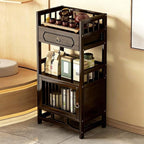 Bamboo Storage Cabinet with Drawer, Tea Set/Book/Decorative Items Storage Rack by Unknown
