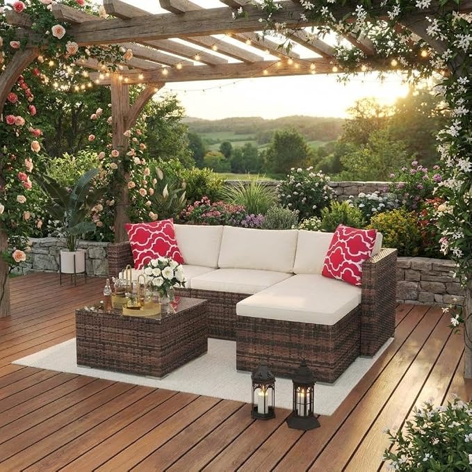 5-Piece Outdoor Sectional Sofa Set, Outdoor Patio Set Sectional Sofa, - Image 8