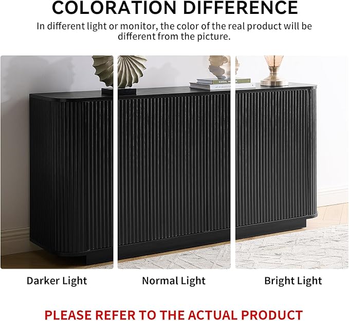 LKTART 64" Buffet Cabinet with Storage, Modern Fluted Accent Sideboard Media - Image 8