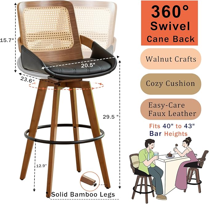 Mid Century Modern Counter Stools - Image 2