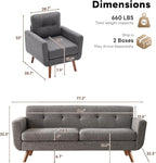 Tbfit Mid Century Modern Sofa Couch, Standard Sofa & Accent Chair | linen fabric - Image 2