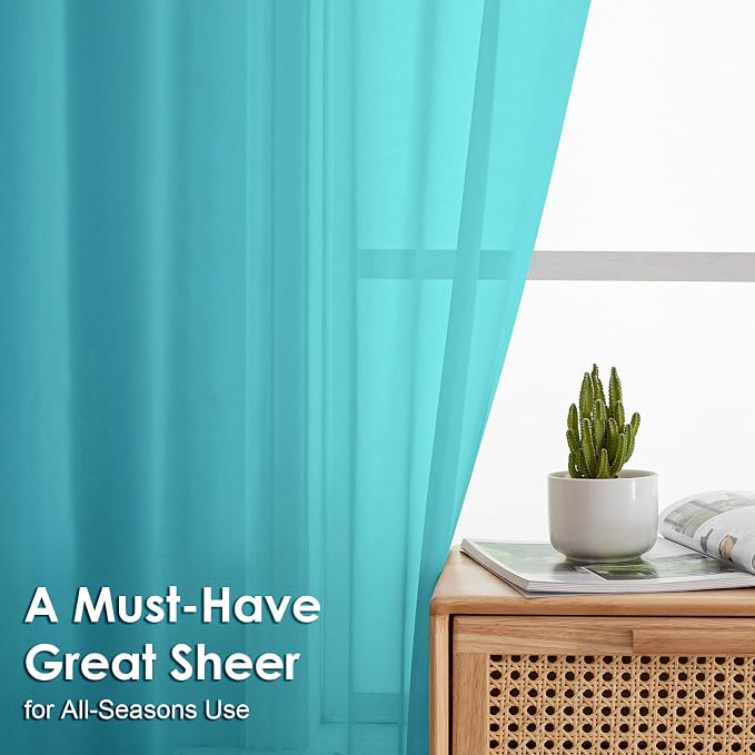 Turquoise Sheer Curtains 78 Inches Long 2 Panels - Image 4