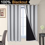 Yakamok Light Grey 100% Blackout Curtains 63 Inches Long 52" Wide 2 Panel | - Image 2